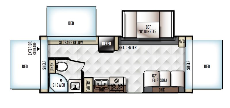 Floorplan for 2016 FOREST RIVER ROCKWOOD ROO 23IKSS