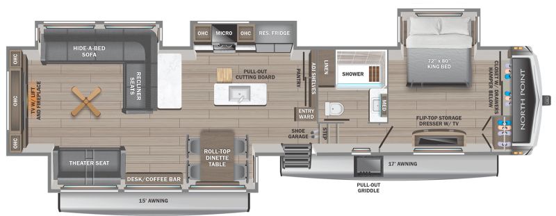 Floorplan for 2026 JAYCO NORTH POINT 381CKRE