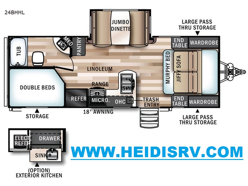 NEW 2018 SALEM FOREST RIVER HEMISPHERE 24BH HL DBL BUNKS, MURPHY BED