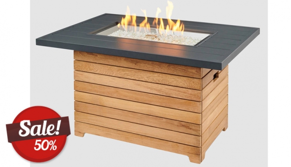 Darien Teak Gas Fire Pit Table