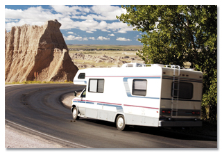 An RV driving on the highway