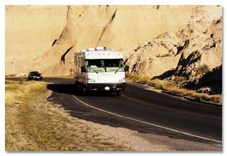 A car passing an RV