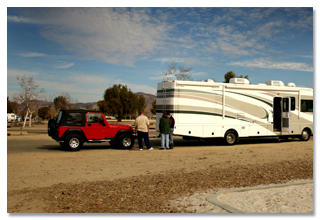 An RV stopped in the country