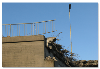 Earthquake damaged bridge