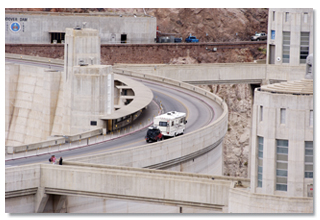 RV crossing a damn