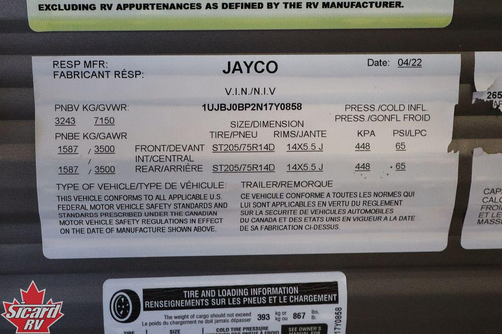 2022 JAYCO JAY FLIGHT 265RLS