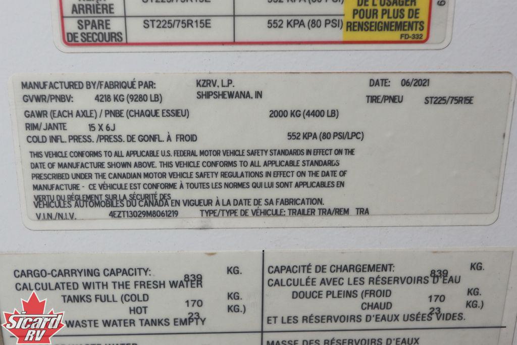 2021 KZ SPORTTREK 302VRB