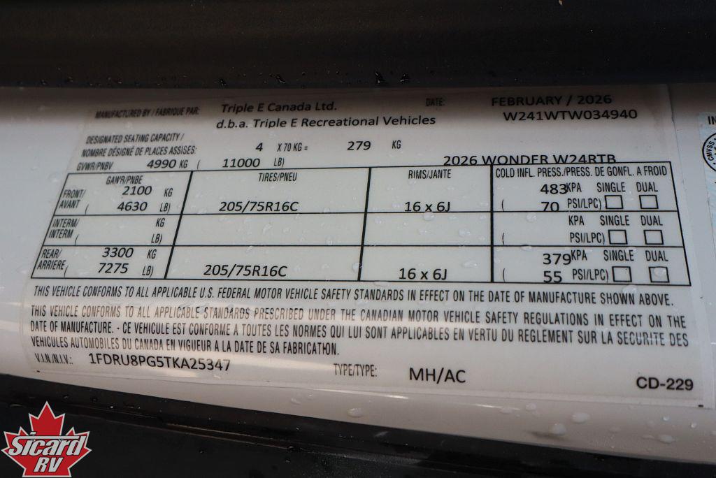 2026 LEISURE TRAVEL VANS WONDER W24RTB