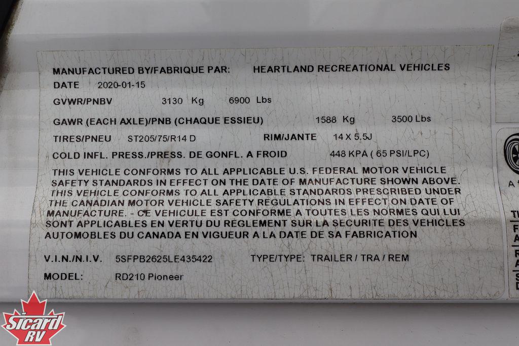 2020 HEARTLAND PIONEER RD210