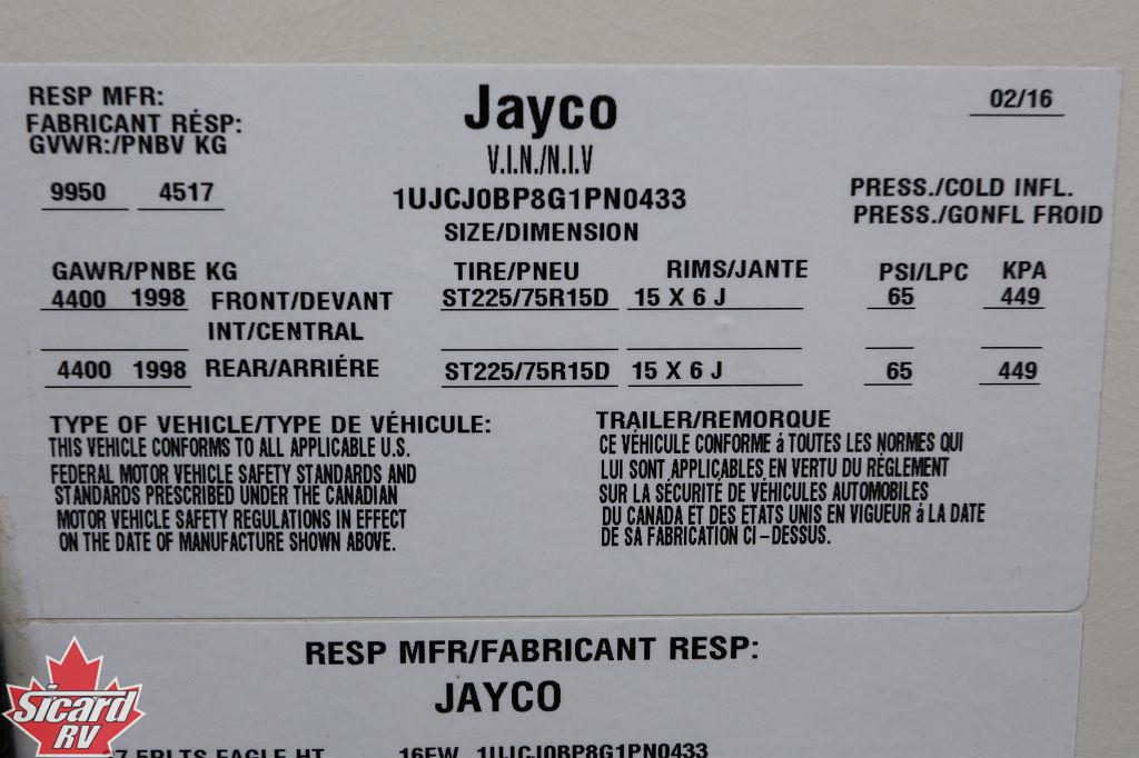 2016 JAYCO EAGLE HT 27.5RLTS