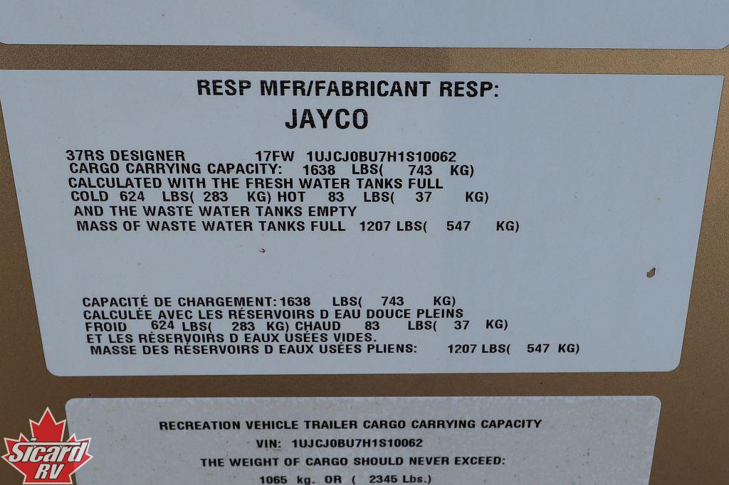 2017 JAYCO DESIGNER 37RS