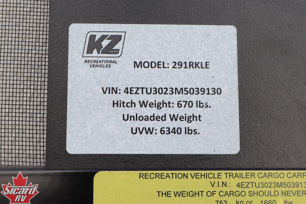 2021 KZ SPORTSMEN LE 291RKLE