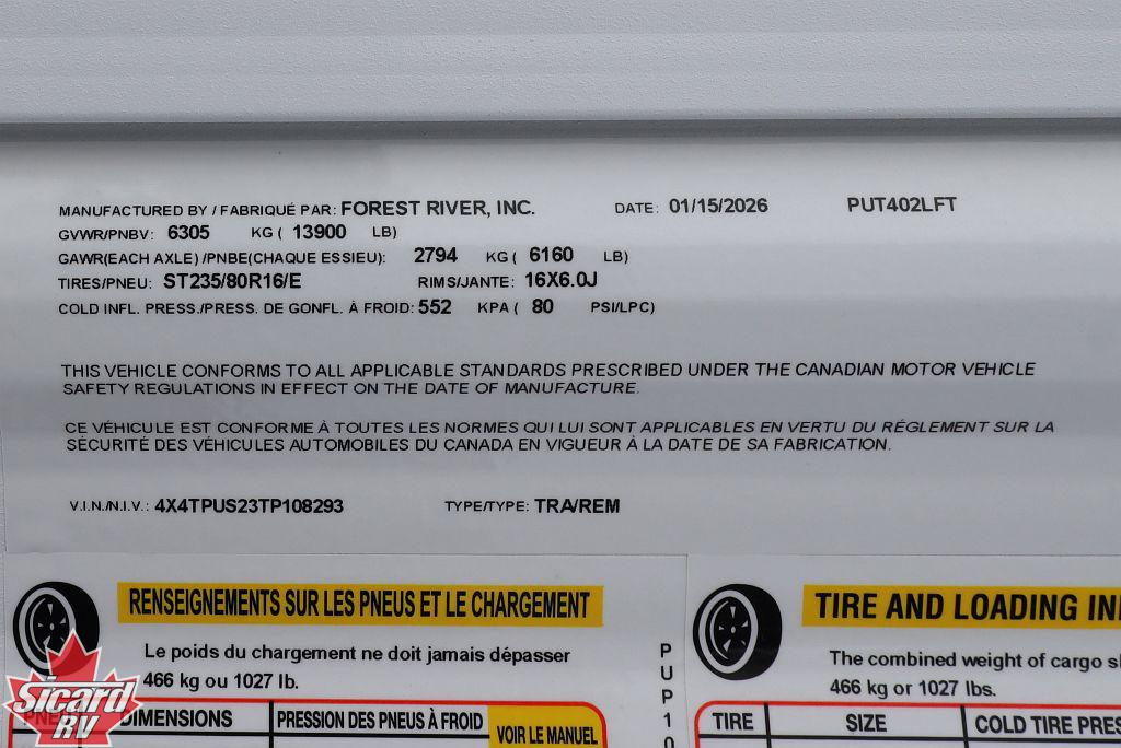 2026 PALOMINO PUMA VISTA 402LFT
