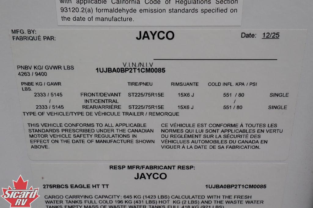 2026 JAYCO EAGLE HT 275RBCS