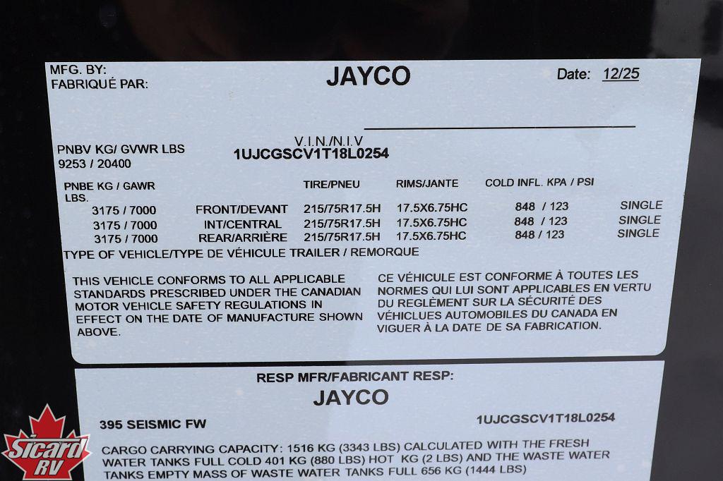 2026 JAYCO SEISMIC 395
