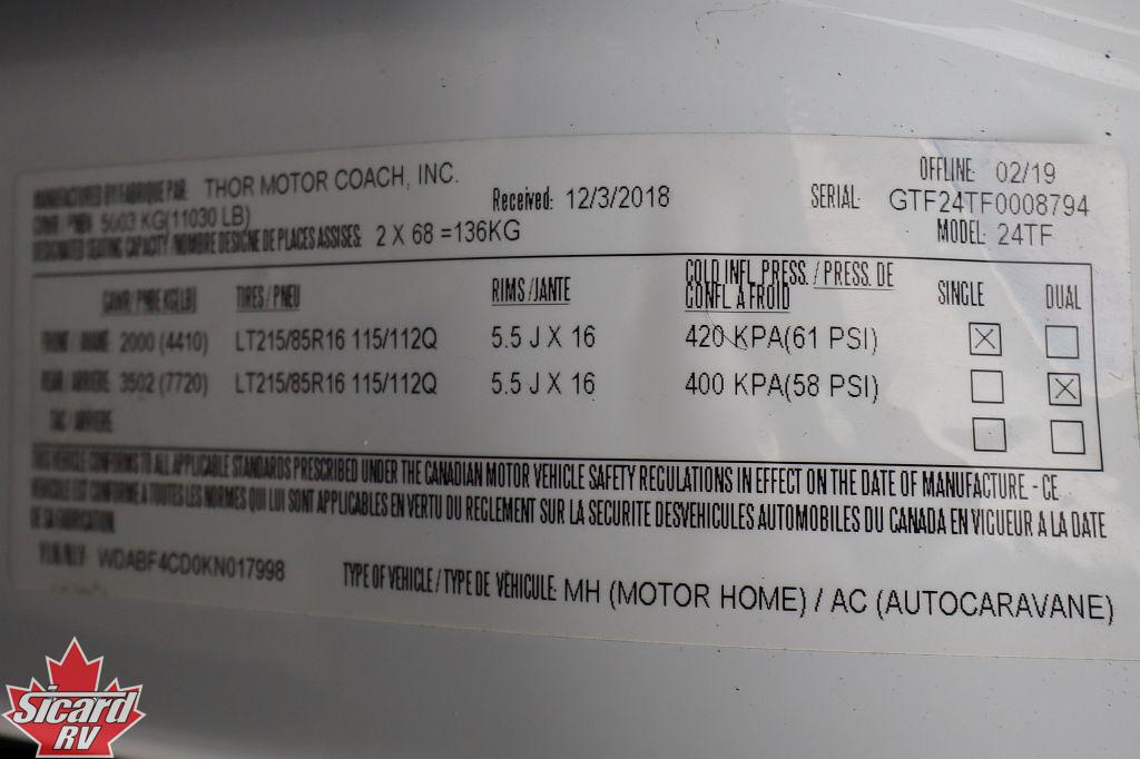 2019 THOR GEMINI 24TF