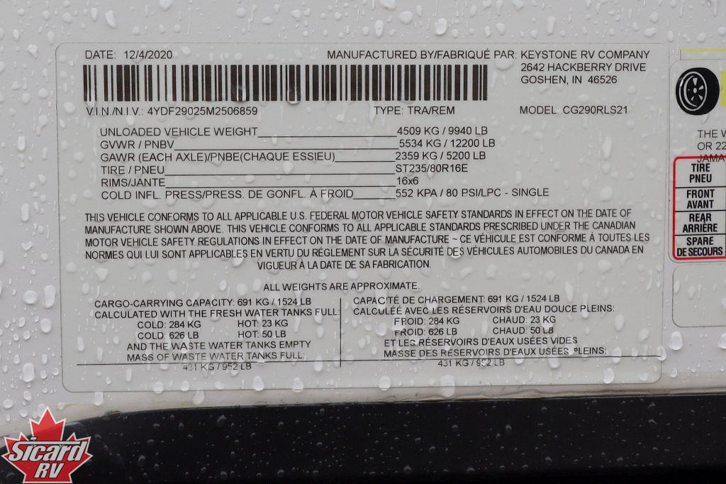 2021 KEYSTONE COUGAR 290RLS