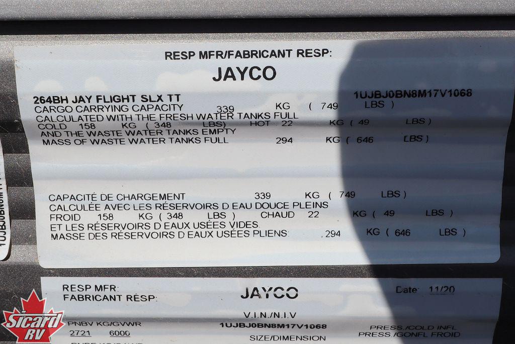 2021 JAYCO JAY FLIGHT SLX 8 264BH