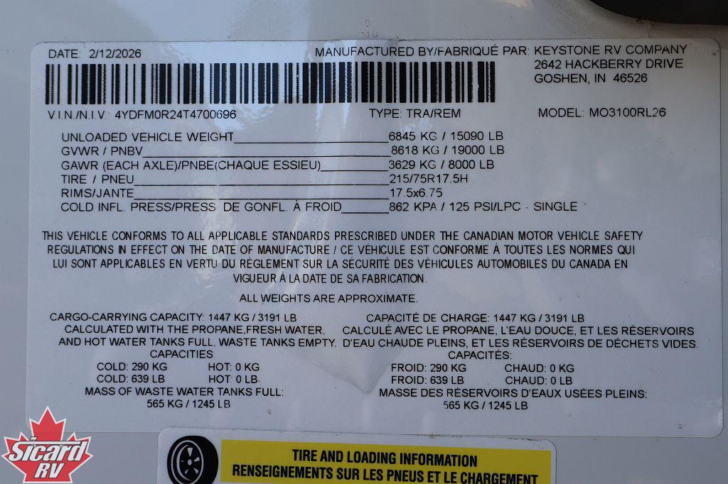 2026 KEYSTONE MONTANA 3100RL