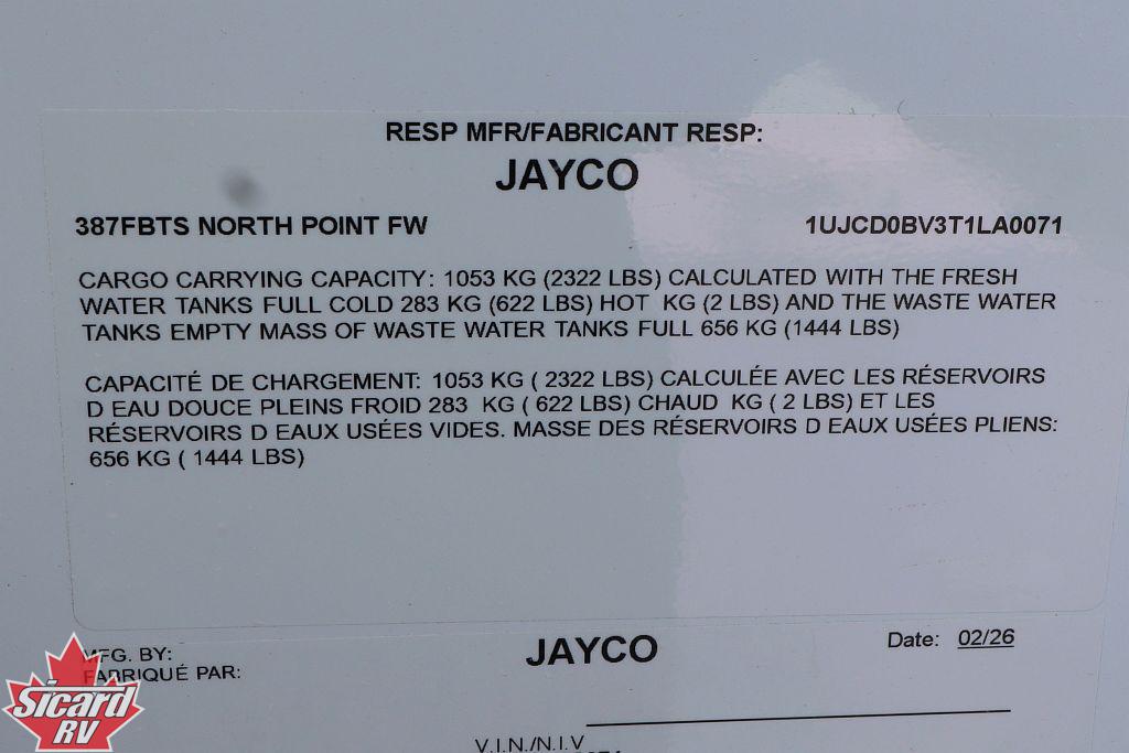 2026 JAYCO NORTH POINT 387FBTS