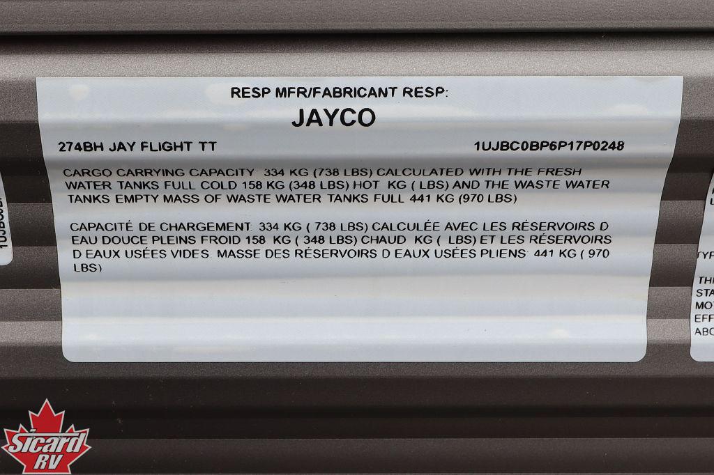 2023 JAYCO JAY FLIGHT 274BH