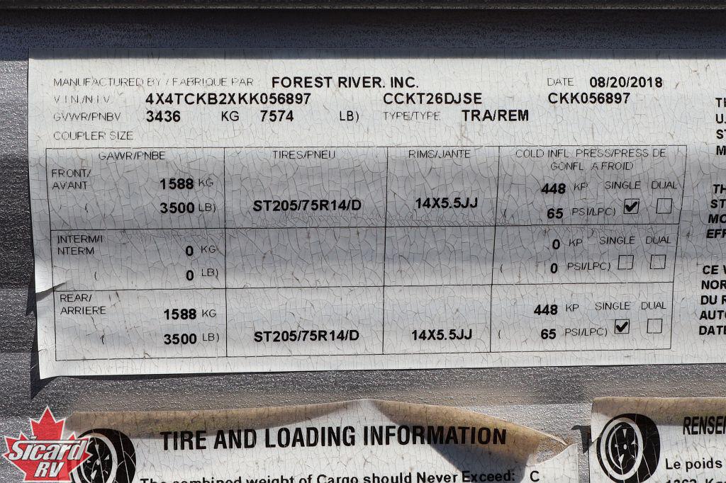 2019 FOREST RIVER GREY WOLF 26DJSE