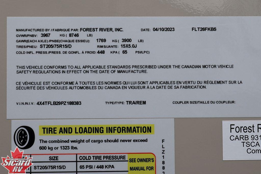 2023 FOREST RIVER FLAGSTAFF SUPER LITE 26FKBS