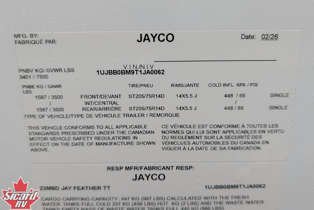 2026 JAYCO JAY FEATHER 23MBD