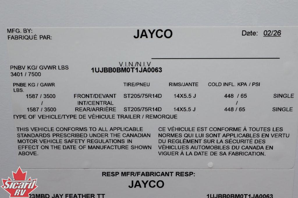 2026 JAYCO JAY FEATHER 23MBD