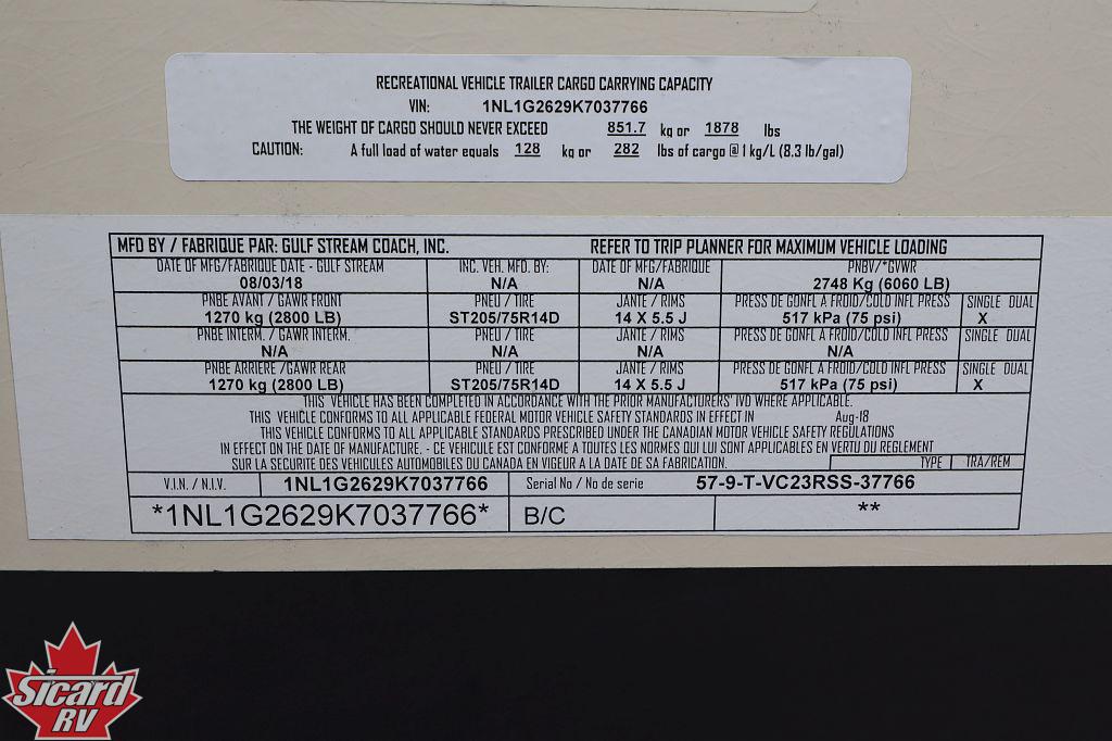 2019 GULFSTREAM VISTA CRUISER 23RSS