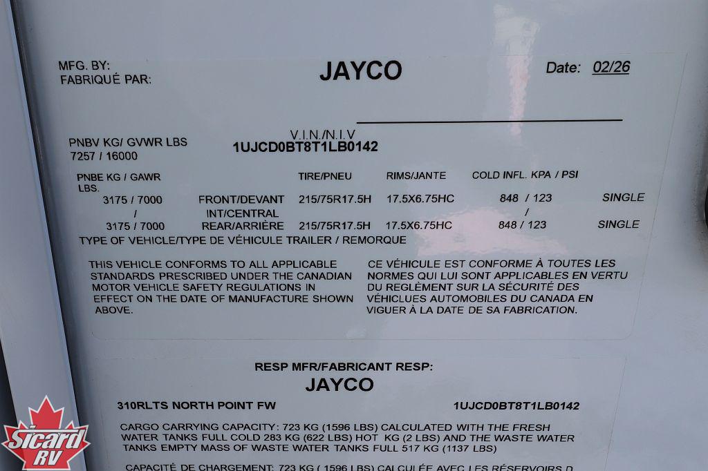 2026 JAYCO NORTH POINT 310RLTS