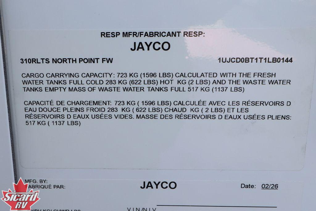 2026 JAYCO NORTH POINT 310RLTS