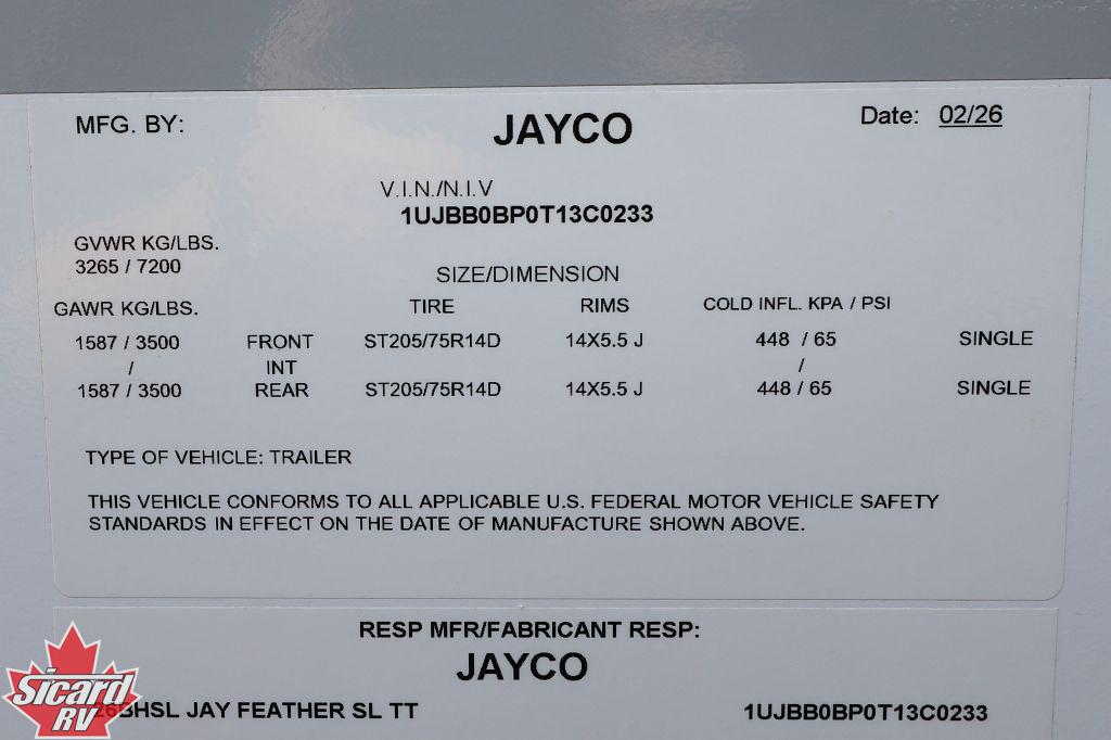 2026 JAYCO JAY FEATHER SL 26BHSL