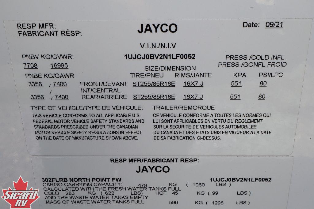 2022 JAYCO NORTH POINT 382FLRB