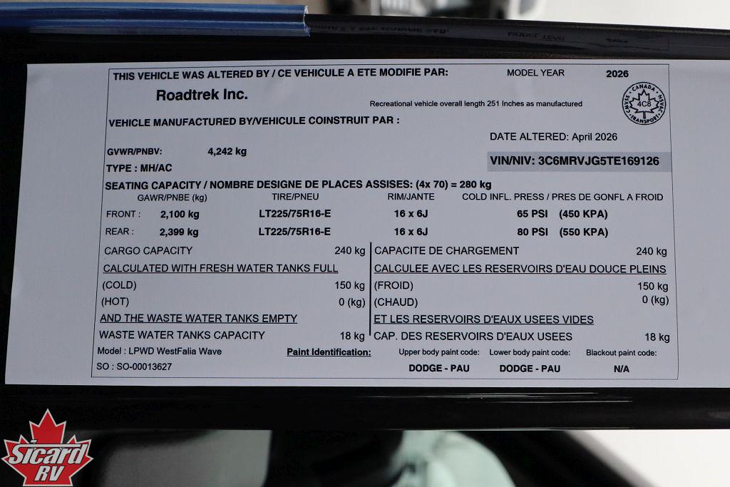 2026 WESTFALIA WAVE PT