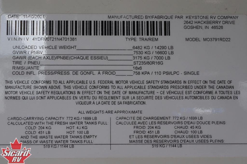 2022 KEYSTONE MONTANA 3791RD