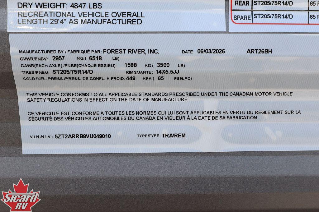 2027 FOREST RIVER AURORA LIGHT 26BH