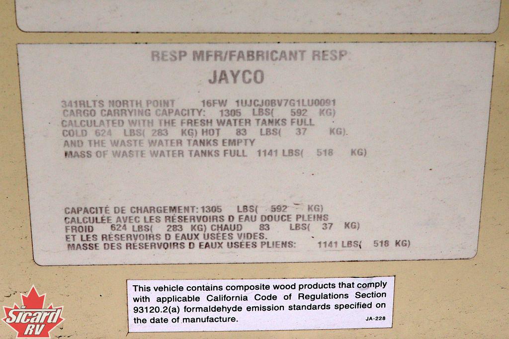 2016 JAYCO NORTH POINT 341RLTS