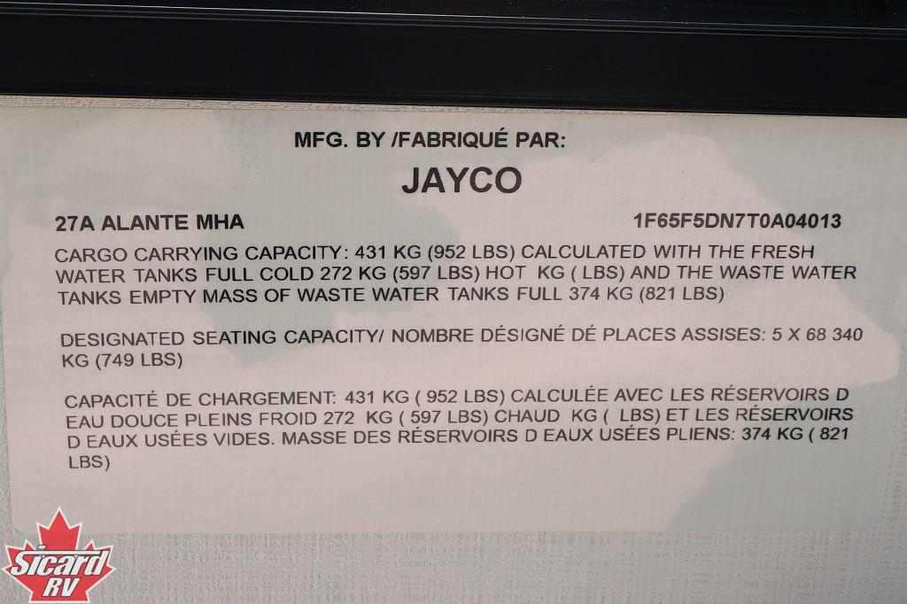 2027 JAYCO ALANTE 27A