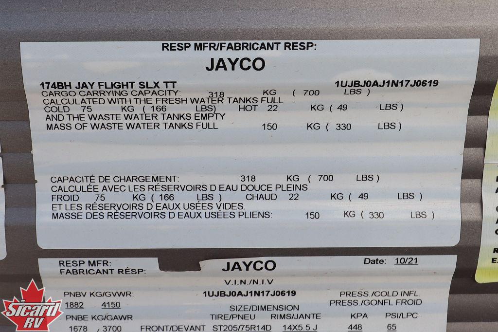 2022 JAYCO JAY FLIGHT SLX 7 174BH