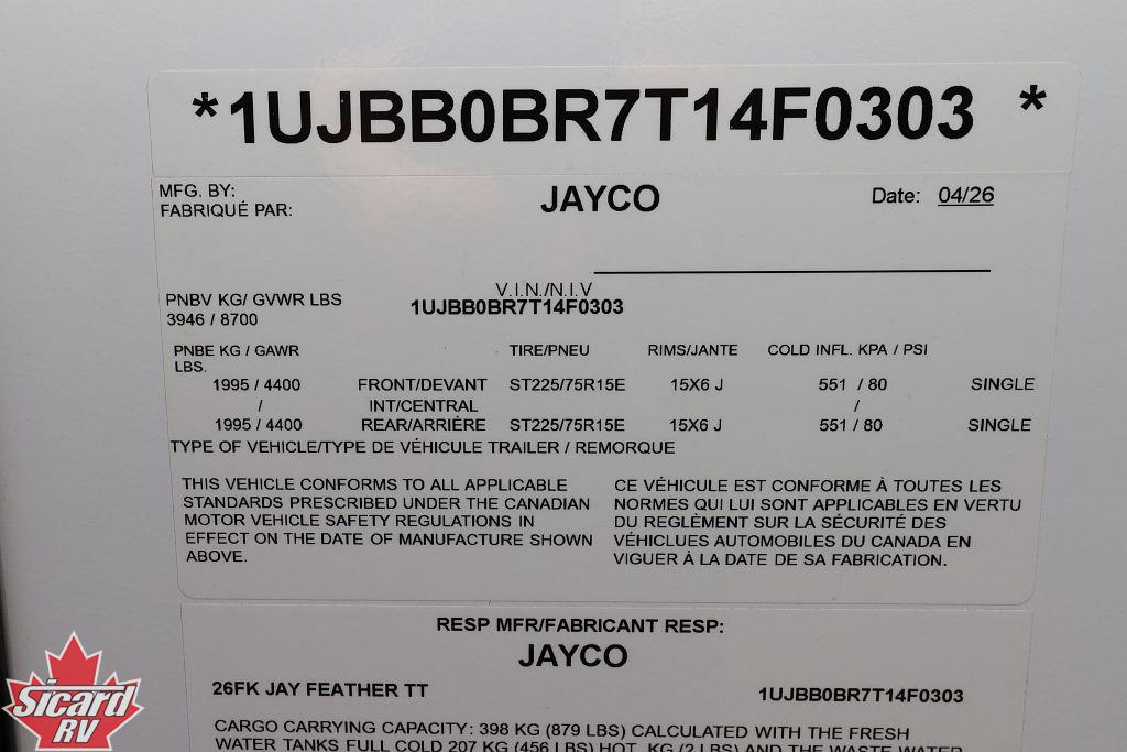 2026 JAYCO JAY FEATHER 26FK