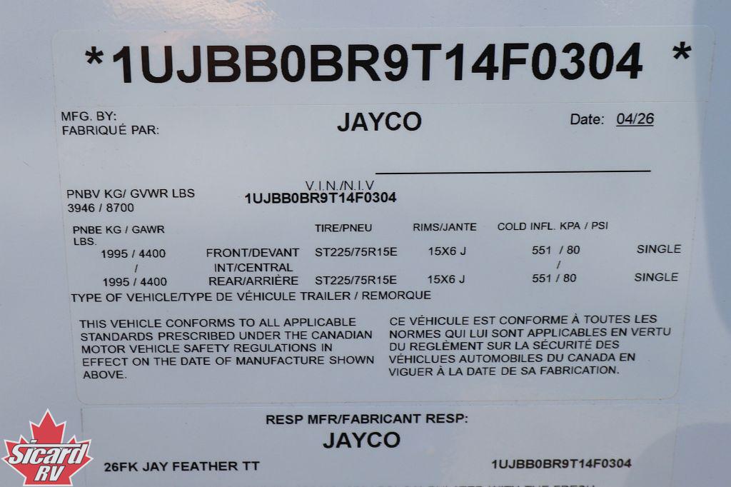 2026 JAYCO JAY FEATHER 26FK