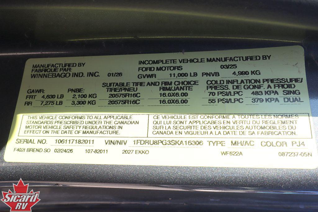 2027 WINNEBAGO EKKO 22A