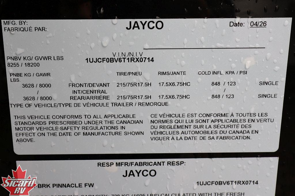 2026 JAYCO PINNACLE 38FBRK