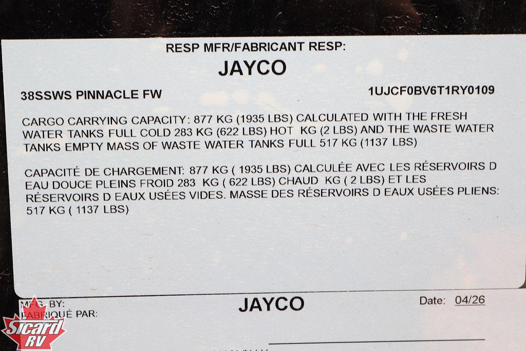 2026 JAYCO PINNACLE 38SSWS
