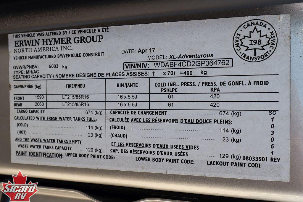 2016 ROADTREK ADVENTUROUS RS