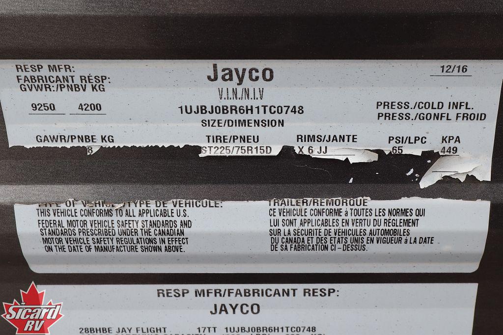 2017 JAYCO JAY FLIGHT 28BHBE