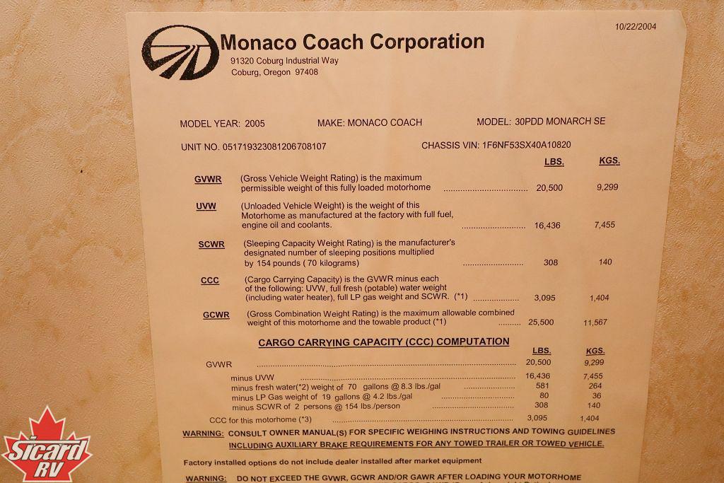 2005 MONACO MONARCH SE 30PDD
