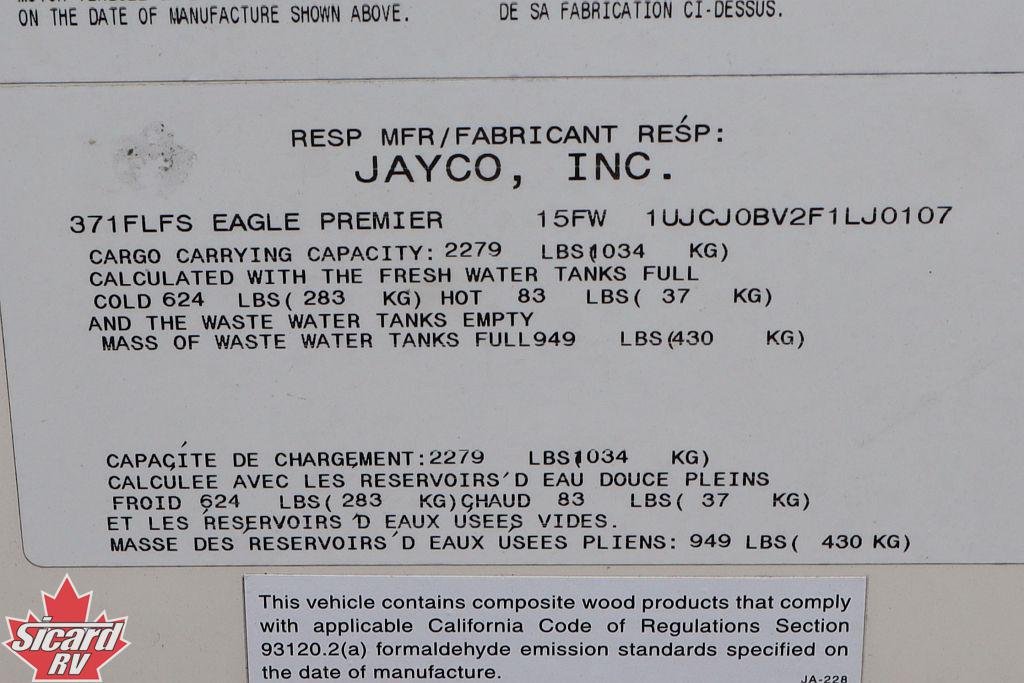 2015 JAYCO EAGLE PREMIER 371FLFS