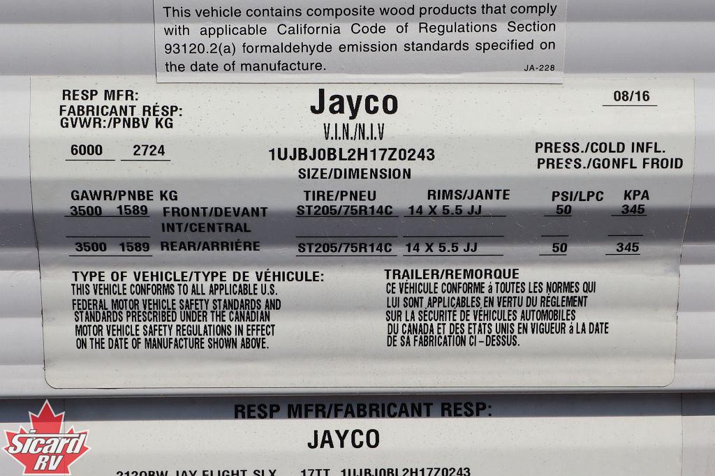2017 JAYCO JAY FLIGHT SLX 212QB